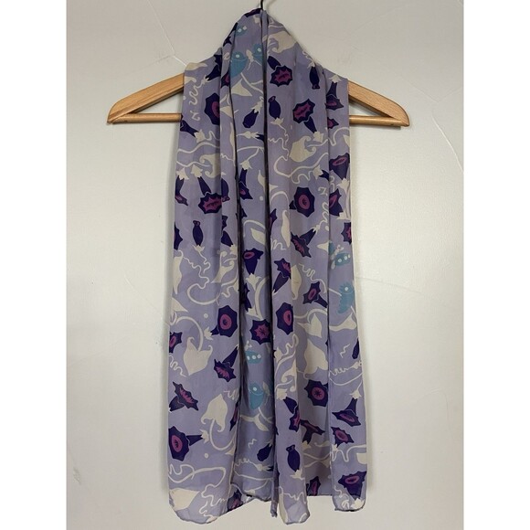 Vintage Art Deco 100% Silk Lavender Honey Suckle Floral & Butterfly Pattern - Picture 5 of 5